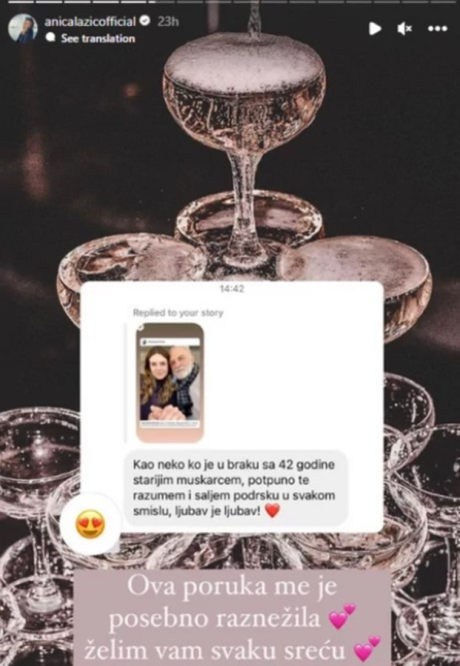 "Ne razumeju jer nisu osetili pravu ljubav" Četiri decenije mlađa devojka Lazara Ristovskog objavila poruke podrške koje joj pristižu