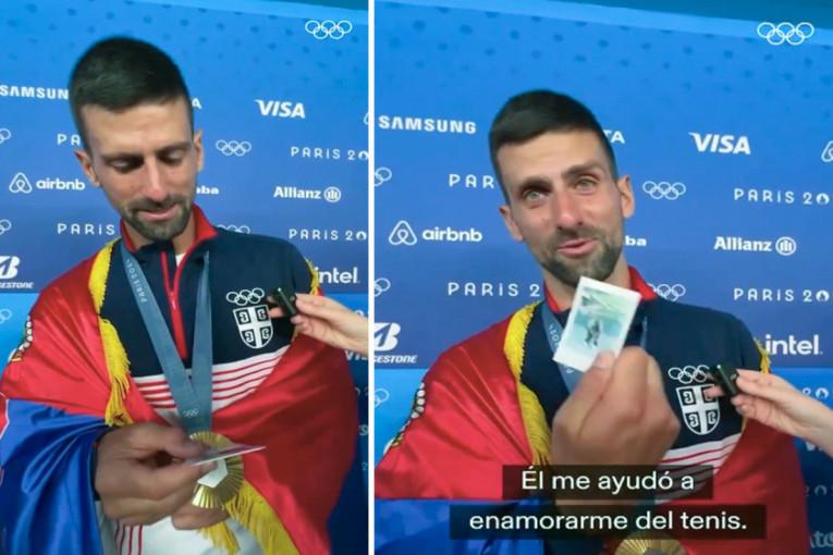 Novak nije mogao da zaustavi suze zbog jedne fotografije! Novinar mu čestitao na zlatu, pa pružio fotku (VIDEO)