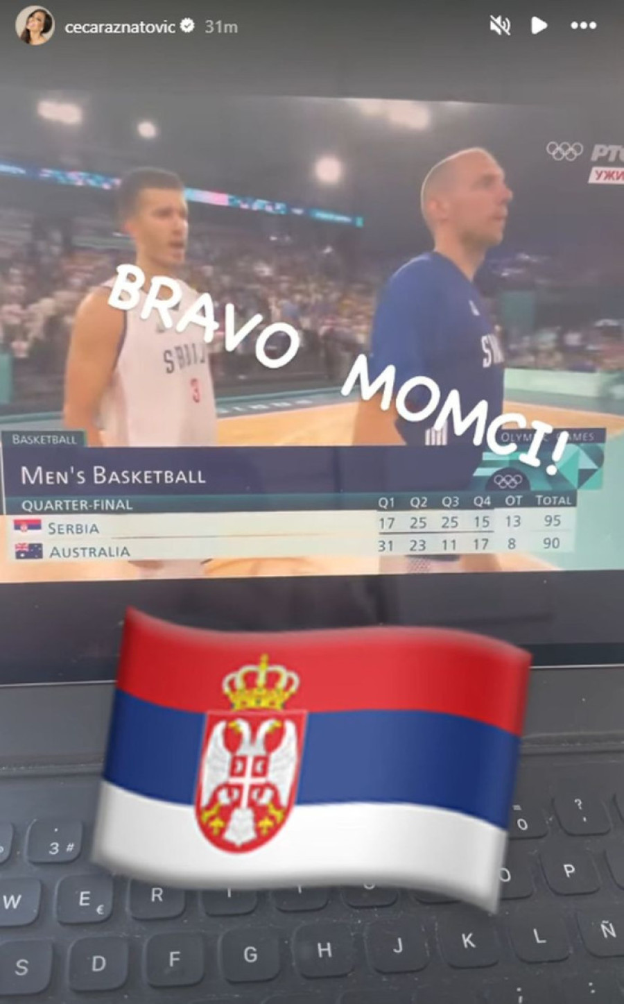 "Bravo momci!" Ceca se nakon pobede Srbije obratila našim košarkašima