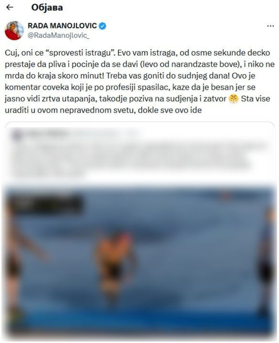 Rada van sebe posle vesti o tragičnoj smrti Lazara Đukića: Evo vam, vidi se da je počeo da se davi, a niko ni da mrdne! (FOTO)