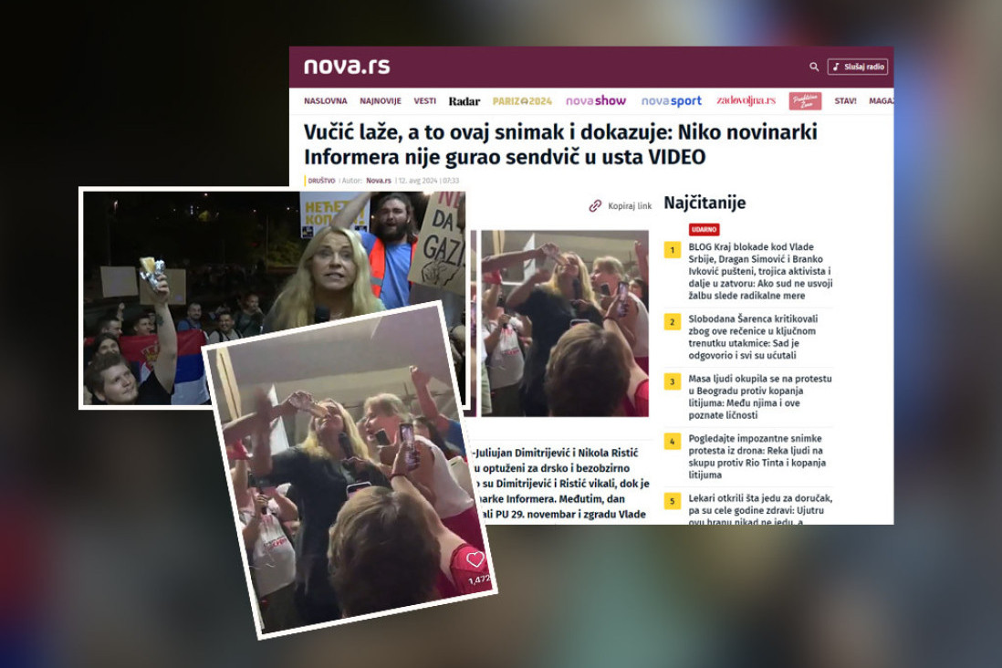 Pa, sram vas bre, bilo: Šolakov portal Nova S laže i pravda napad na novinarku Informera, a novinarska udruženja ćute! (FOTO/VIDEO)