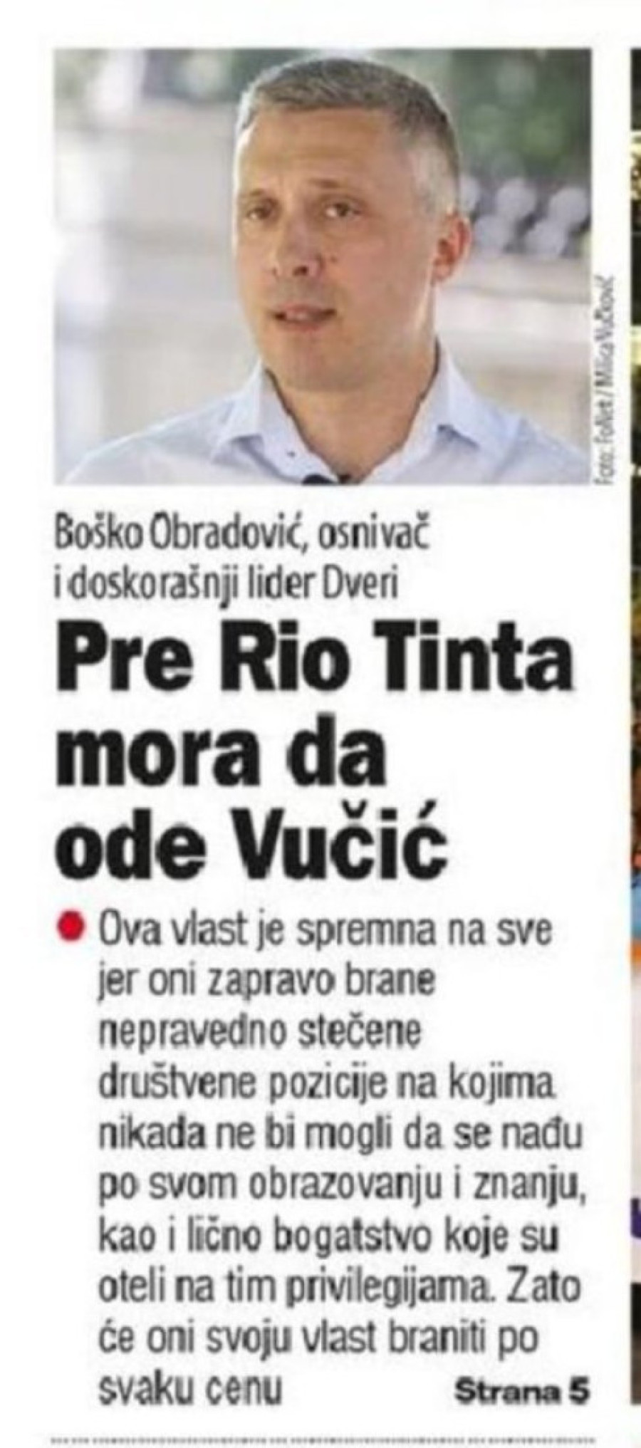 Opozicija ne krije prave namere: Ne smeta nama Rio Tinto, mi hoćemo da srušimo Vučića