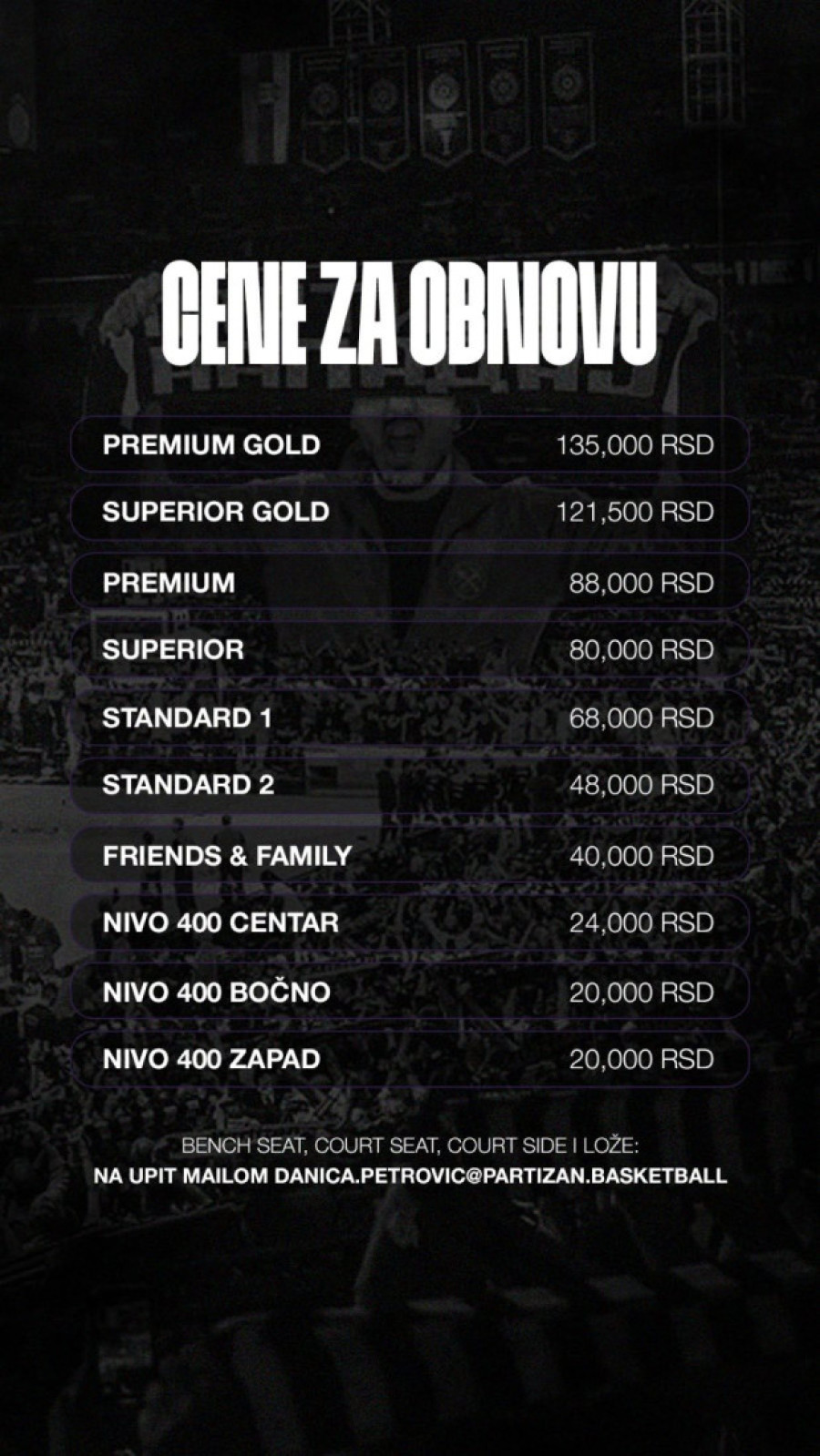 Grobari su ovo čekali! Partizan objavio cene godišnjih ulaznica! (FOTO)