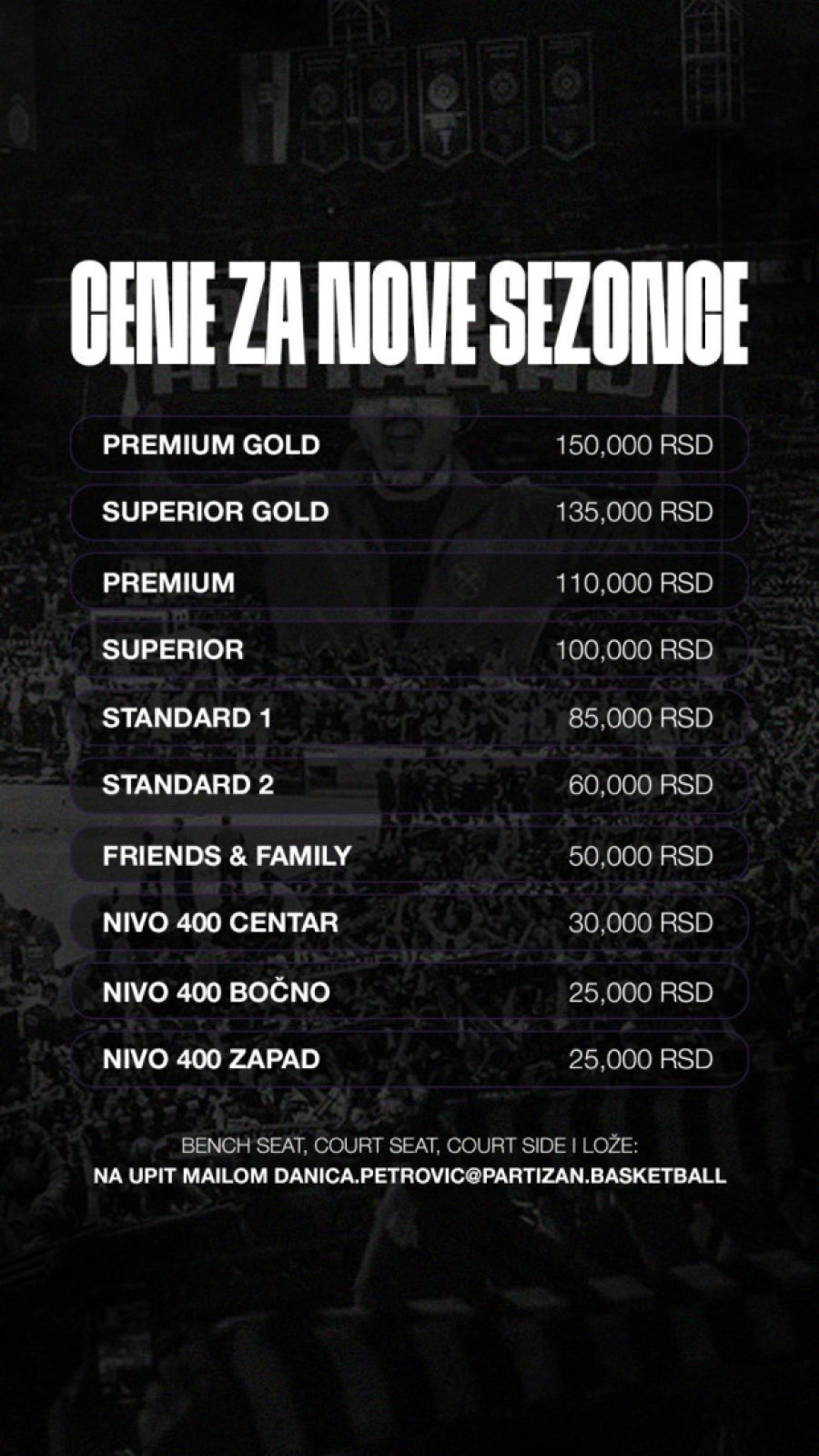 Grobari su ovo čekali! Partizan objavio cene godišnjih ulaznica! (FOTO)