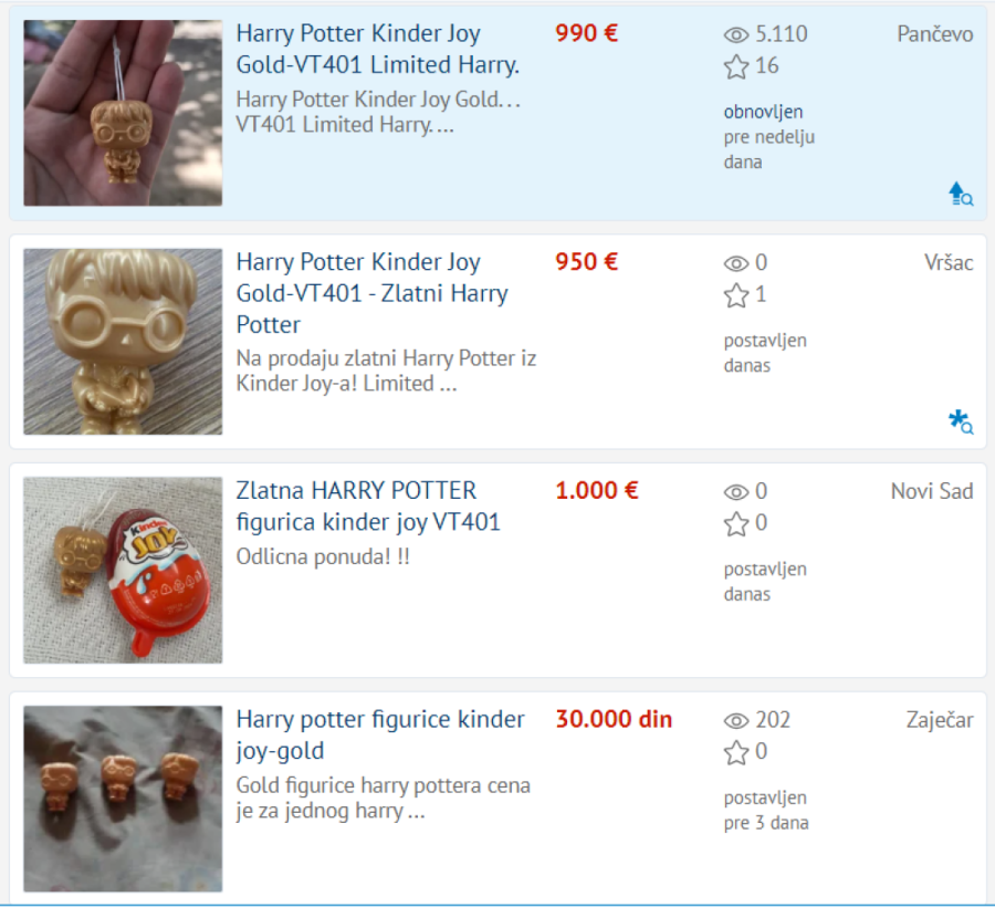 Tinejdžer prodaje figuricu Harija Potera za 30.000 evra: Građani Srbije proveravaju da li i oni imaju ovaj kolekcionarski primerak