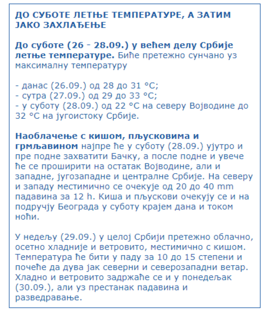 Paklene temperature do subote, a zatim haos: RHMZ najavio ključne datume!