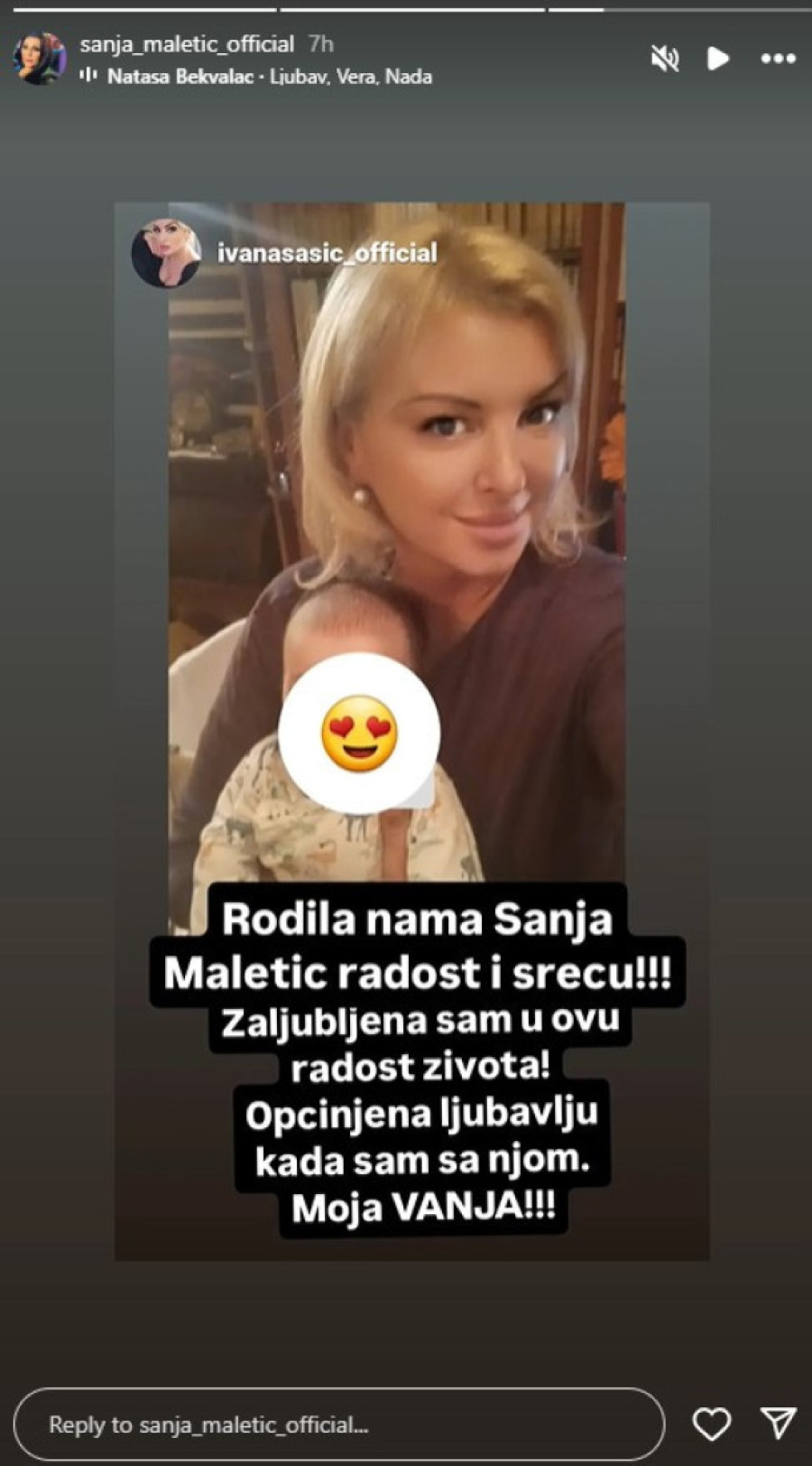 Svi se raduju zbog ćerke Sanje Maletić! Osvanula emotivna fotka male Vanje: Zaljubljena sam u ovu radost života!