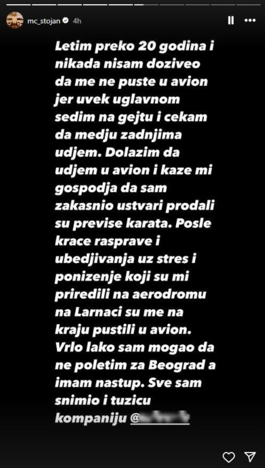MC Stojanu nisu dozvolili da se ukrca na let: Reper napravio haos na aerodromu, ovo su detalji