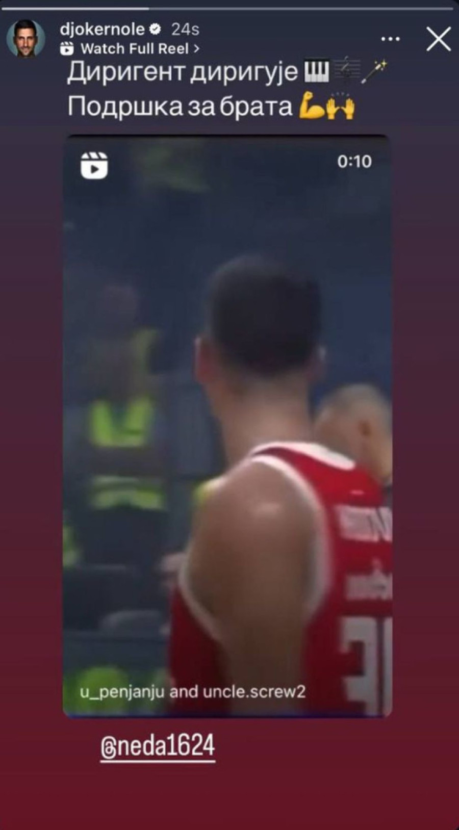 Novak je imao poruku za košarkaša Zvezde: Nedović dobio nikad jaču podršku! (FOTO)