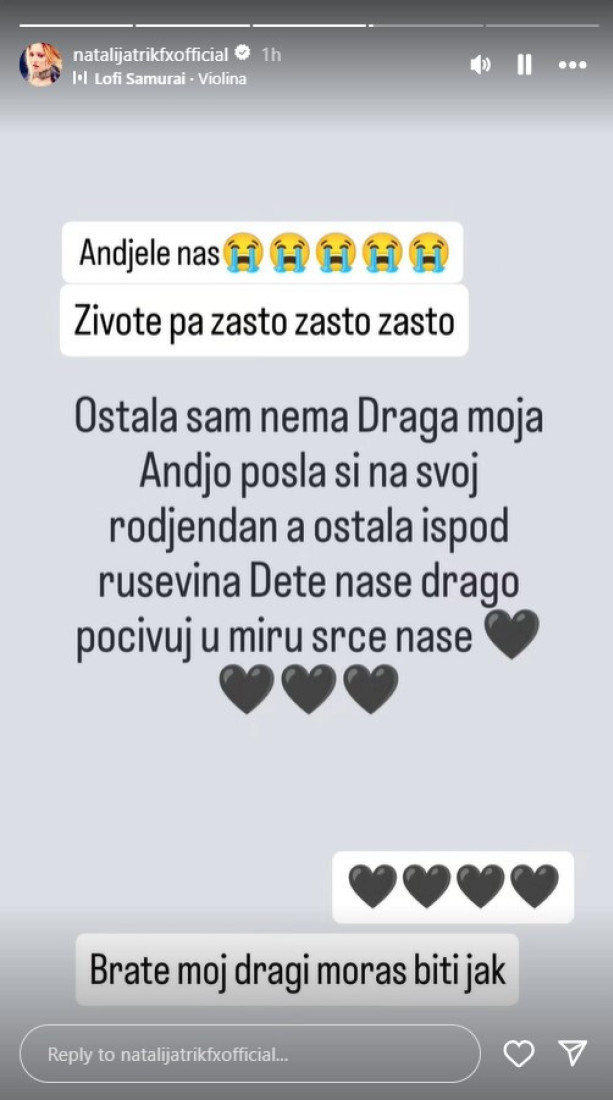 Natalija Trik FX se oglasila o smrti rođake: U pitanju je devojka mladog fudbalera koji je takođe nastradao u Novom Sadu
