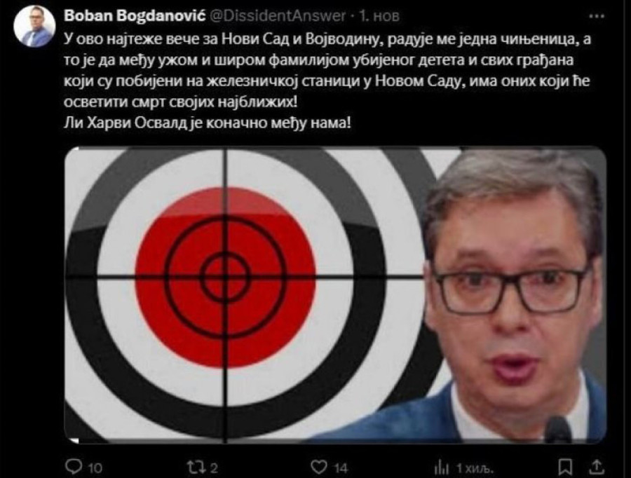 Kurtijevac i ideolog opozicije poziva na smrt Vučića: Nacrtao mu metu i pozvao na njegovo ubistvo! (FOTO)