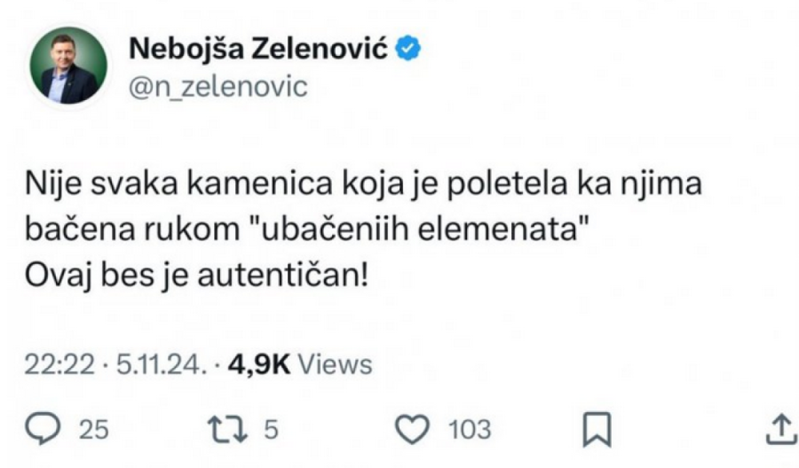 Nebojša Zelenović potvrdio: "Mi stojimo iza kamenovanja policije i paljenja Gradske kuće u Novom Sadu!" (FOTO)