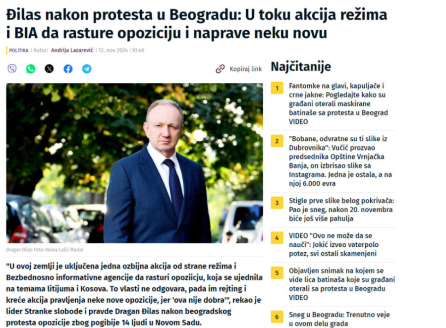 Izbacila sklopka u Đilasovom mašinskom mozgu! Tajkun na protestu u Beogradu prebrojao 15.000 ljudi!