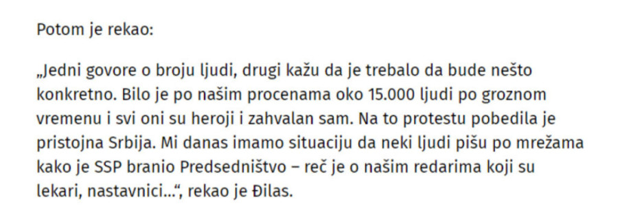 Izbacila sklopka u Đilasovom mašinskom mozgu! Tajkun na protestu u Beogradu prebrojao 15.000 ljudi!