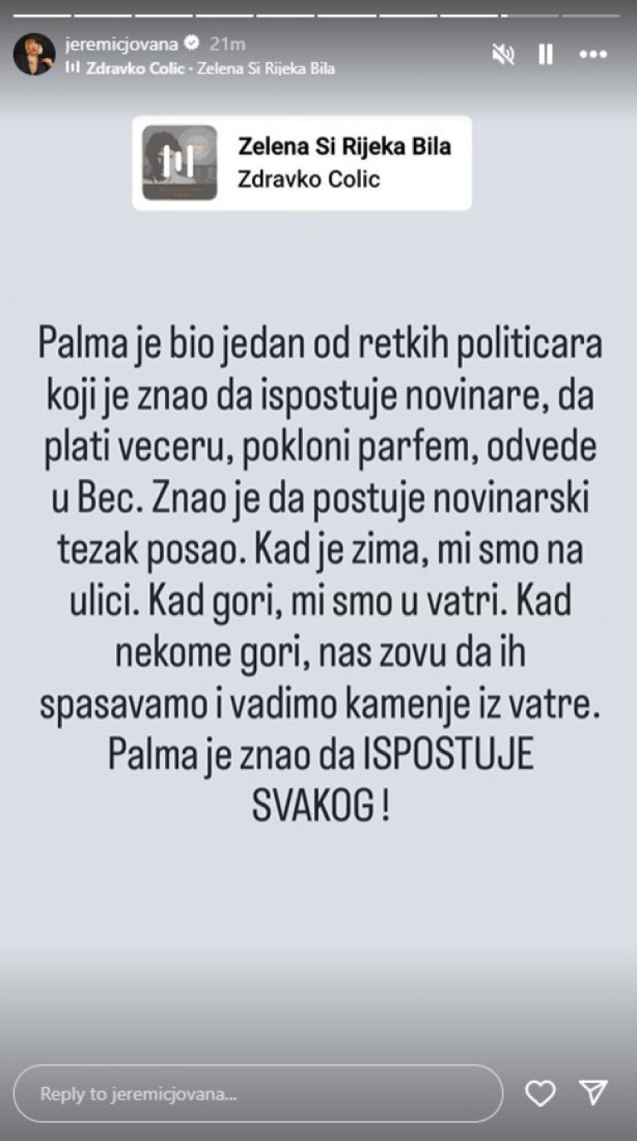 Jovana Jeremić slomljena zbog Palmine smrti: Ostavio si me samu, nedostajaćeš!
