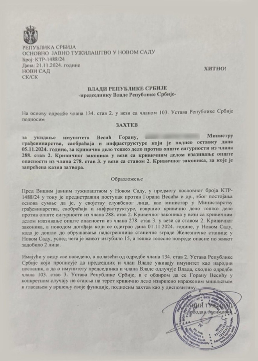 Skandal u tužilaštvu! OJT traži ukidanje imuniteta Vesiću uz pečat drugog tužilaštva! (FOTO)