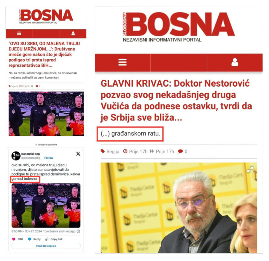 Islamistička "Slobodna Bosna" poručuje da su Srbi bolesna gamad, podržavaju Nestorovića i nadaju se građanskom ratu! (FOTO)
