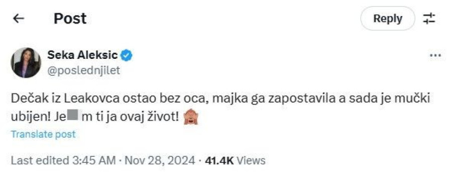Seka Aleksić, posle tragedije u Leskovcu: I opsovala zbog strašne smrti tinejdžera (FOTO)