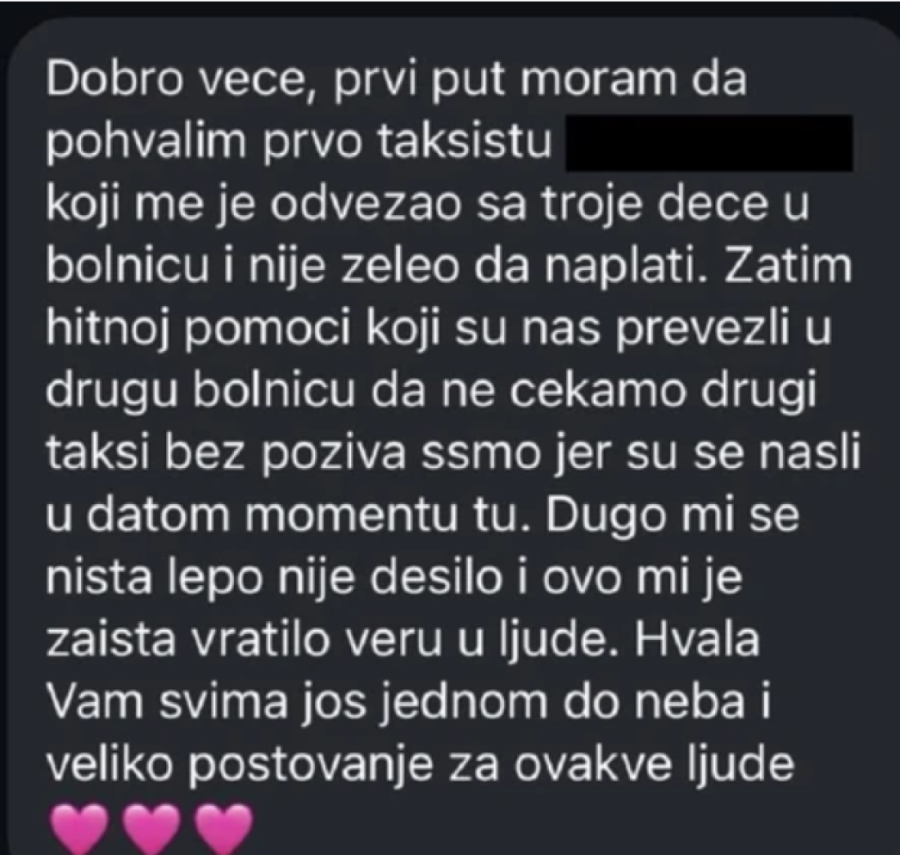 "Dugo mi se ništa lepše nije desilo": Majka troje dece iz Beograda oduševljena potezom taksiste
