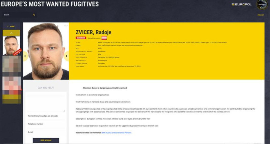 "Krv je na njihovim rukama": Evropol objavio listu najtraženijih begunaca, među njima i Radoje Zvicer (FOTO)