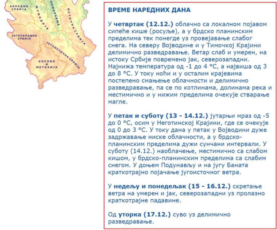 Srbija u minusu: Iz RHMZ najavili kada stiže novi sneg!