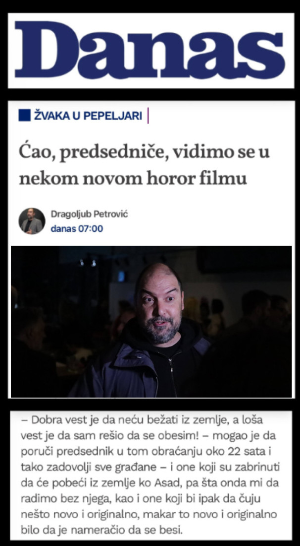 Skandalozan i monstruozan tekst glavnog urednika Šolakovog "Danasa": Vučiću, hoćemo da te vidimo obešenog! (FOTO)