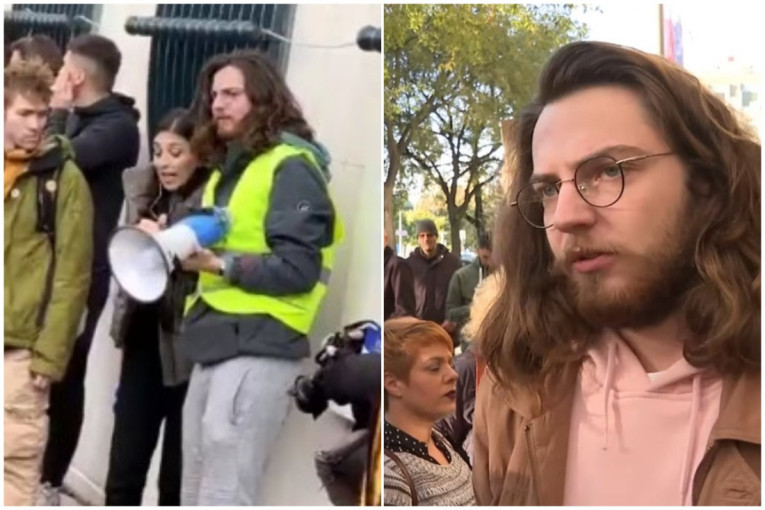 Branislav Đorđević, koji je dobio batine od devojke Mile Pajić, ispred Skupštine Vojvodine kuje planove sa novinarkom antisrpskog N1 (VIDEO)