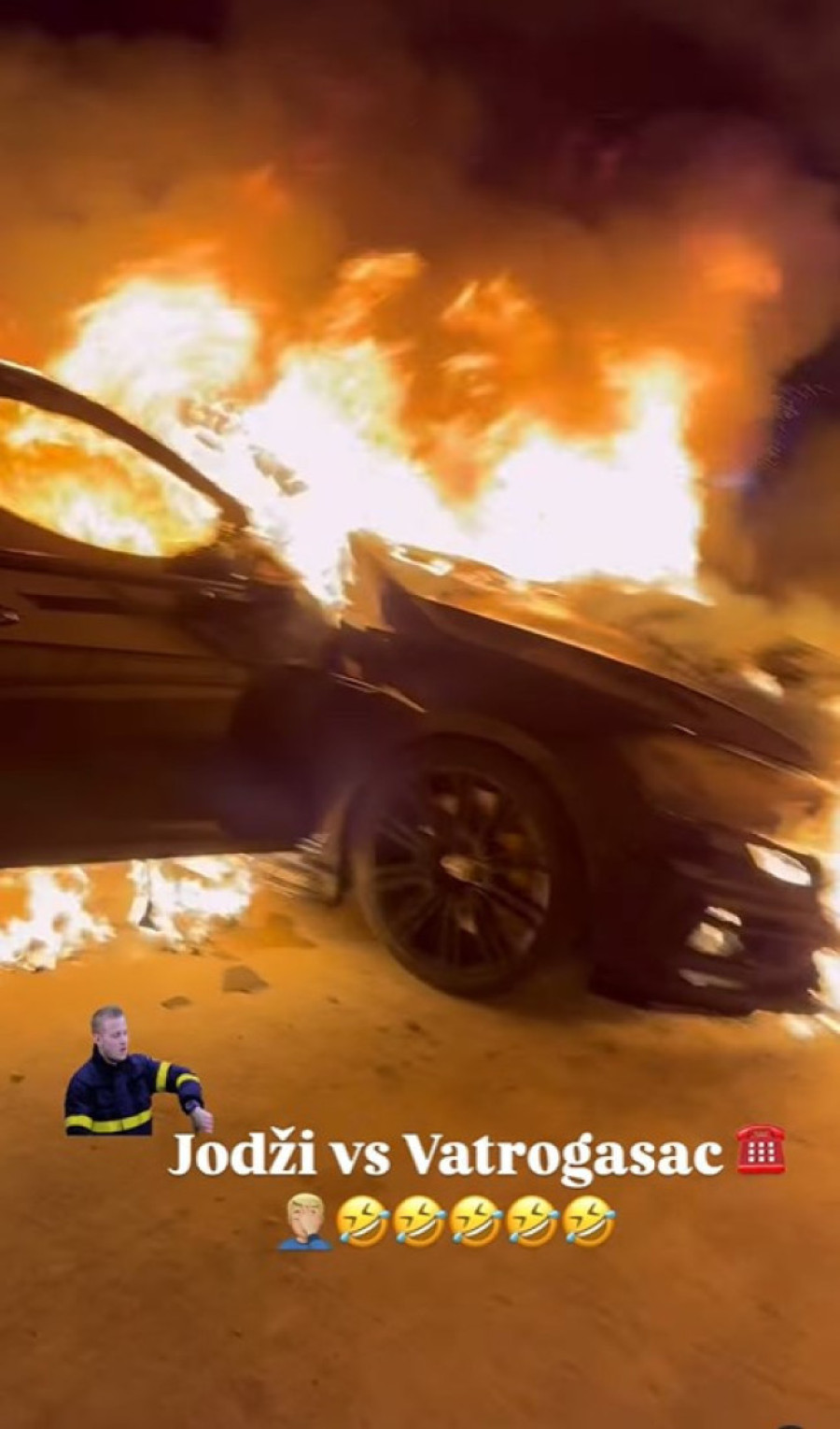 Jodžir objavio novi snimak: Vatra mu guta automobil, on izleće iz stana da zove vatrogasce! (VIDEO)