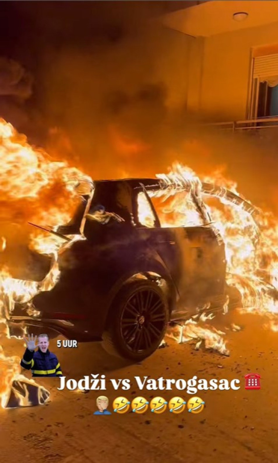 Jodžir objavio novi snimak: Vatra mu guta automobil, on izleće iz stana da zove vatrogasce! (VIDEO)