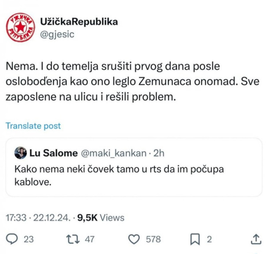 Autonomaš Ješić ponovo preti: Treba srušiti RTS do temelja i sve zaposlene isterati na ulicu