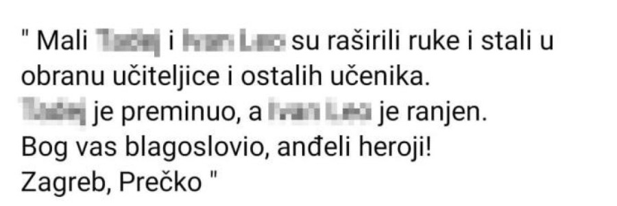 Objavljeni detalji napada u školi u Zagrebu, osvanuli i potresni stihovi: "Dva dečaka su raširila ruke da odbrane učiteljicu"