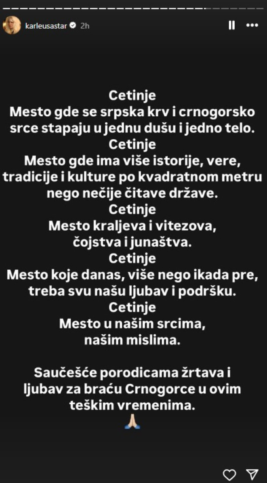Jelena Karleuša nema od bola zbog masakra na Cetinju: Mesto u našim srcima i mislima!