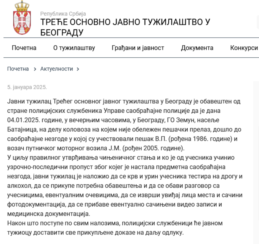 O saobraćajnoj nezgodi u kojoj je učestvovao Mijatović oglasilo se i Tužilaštvo: Evo šta još čeka mladog fudbalera