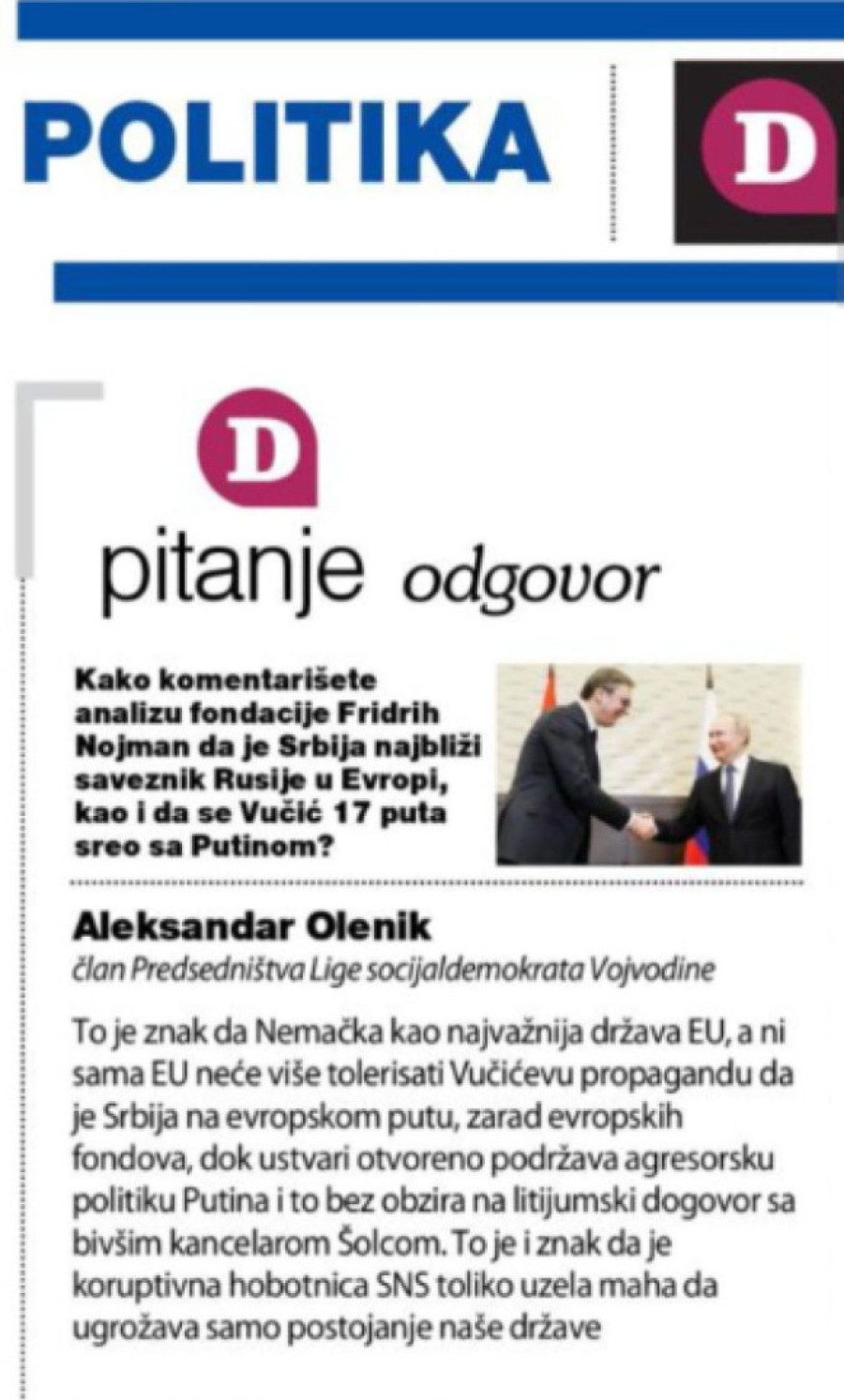 Antisrpski medij napravio anketu u kojoj napada Vučića - Smeta im što predsednik Srbije nije uveo sankcije Rusiji! (FOTO)