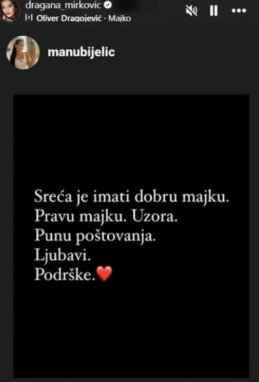 "Sreća je imati dobru majku i uzora!" Ćerka Dragane Mirković se obratila pevačici dirljivim rečima