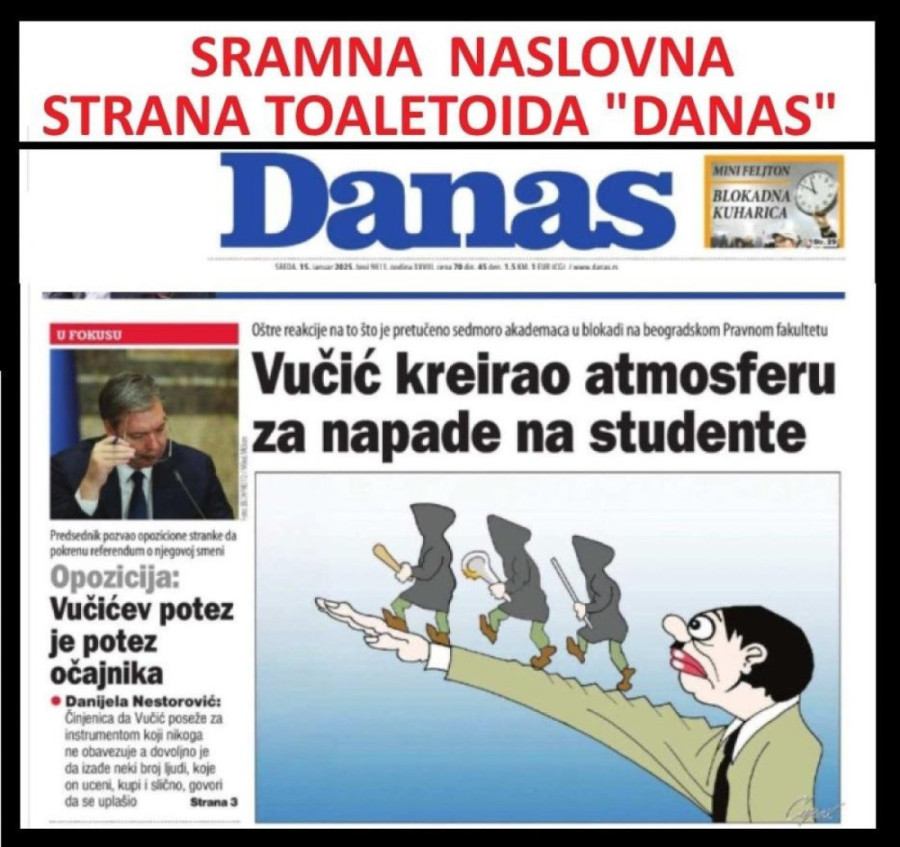 Nebojša Bakarec: List „Danas“ nastavlja da dehumanizuje predsednika Vučića! (FOTO)