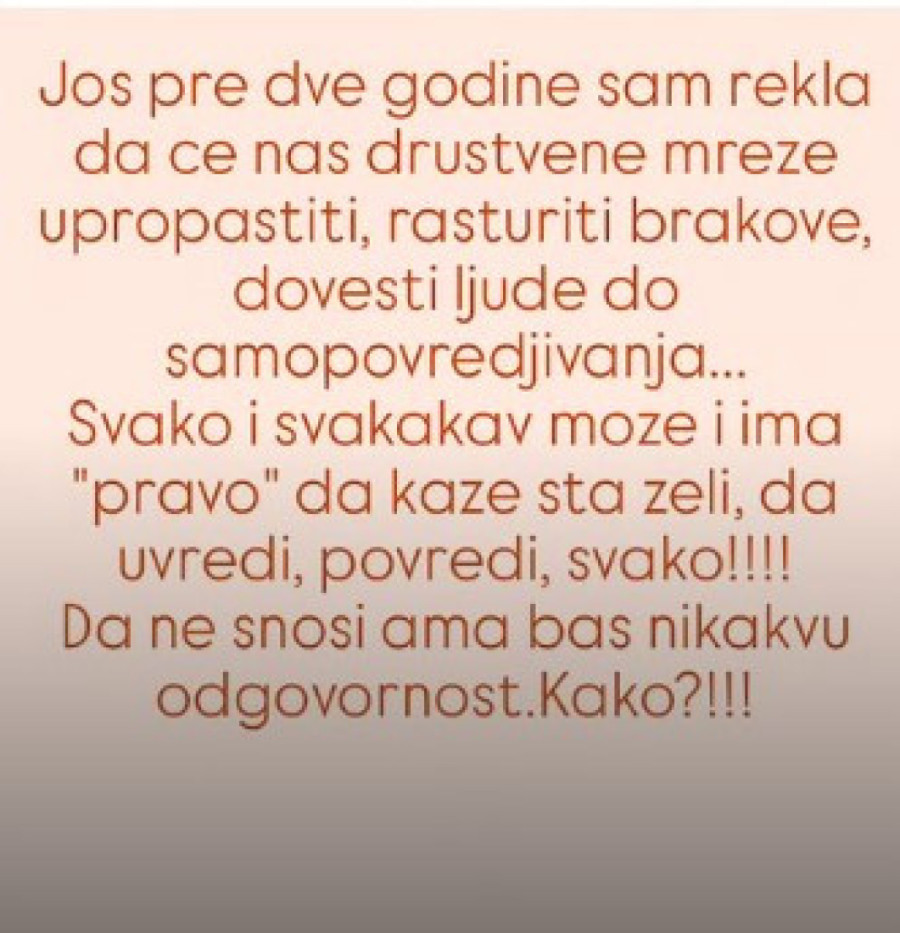 Pevačica pružila podršku Seki nakon izjave Bake Praseta: Rekla sam da će nas to upropastiti i uništiti brakove