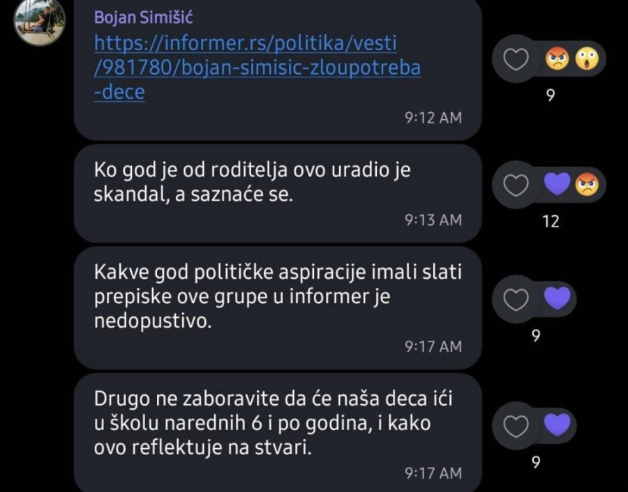 Simišić uputio brutalne pretnje! "Ne zaboravite da će naša deca ići u školu narednih šest i po godina!" (FOTO)