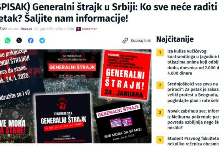 Proizvodnja spina na maks! Šolakovi mediji zalegli kao nikada: Stvaraju iluziju o opštem štrajku, a realnost ih demantuje