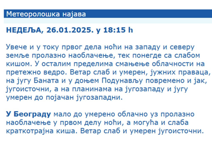 RHMZ upozorava: Ovaj grad je prvi na udaru kiše!