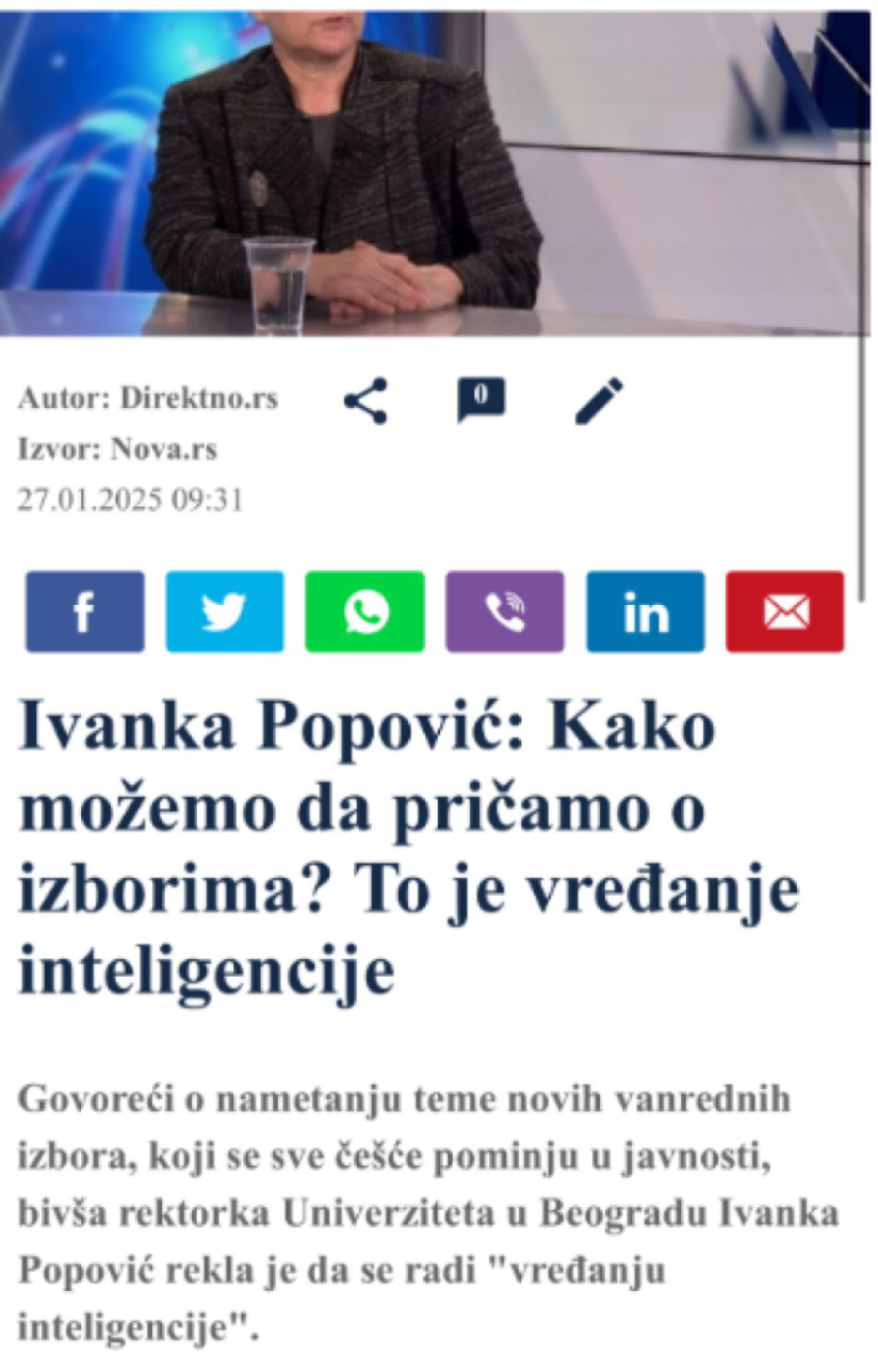 Bivša rektorka bi ministarsku fotelju preko ulice: Nećemo izbore ni po koju cenu! (FOTO)