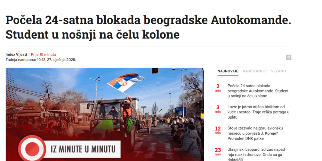 Rafalna paljba iz Zagreba! Hrvati se slade haosom u Srbiji, sa oduševljenjem prate blokadu Autokomande! (FOTO)