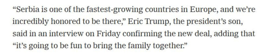 Trampov sin pohvalio Srbiju: To je zemlja sa najbržim ekonomskim rastom u Evropi (FOTO)