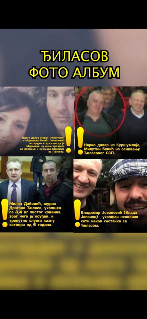 Pokret socijalista razmontirao Šolakovu Novu S i objavio album Đilasa sa dilerima: Filipović, Vlada Japanac u društvu Đilasa i Marinike