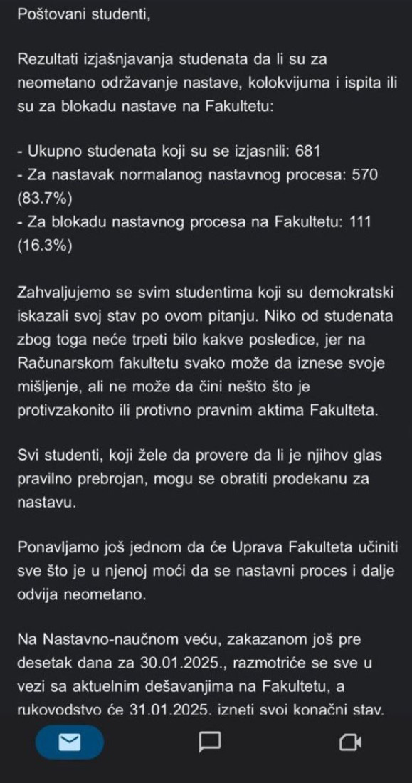 Manjina ponovo teroriše i zauzima fakultet: Računarski fakultet bez podrške počinje blokadu (FOTO)