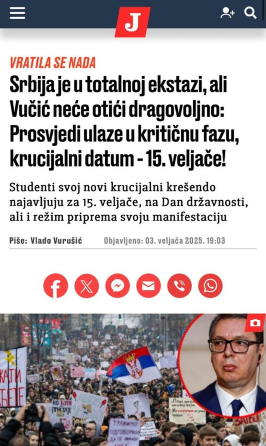 Hoće Vučićevu glavu na Sretenje: Hrvati priželjkuju krv u Srbiji! (FOTO)