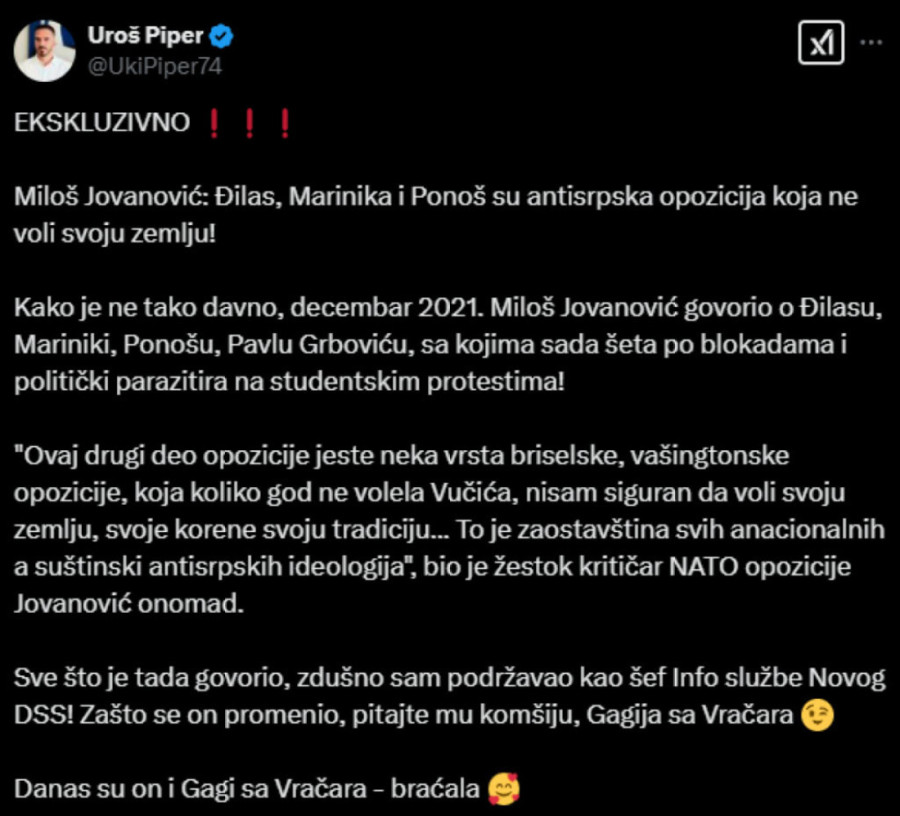 Miloš Jovanović žestoko "udarao" na Ponoša, Mariniku, Đilasa...: Onda je usledio šok obrt (VIDEO)
