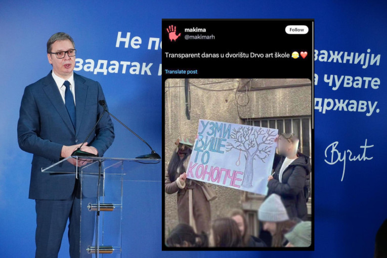 Deca pozivaju Vučića da se obesi: Jeziv transparent u dvorištu škole! (FOTO)