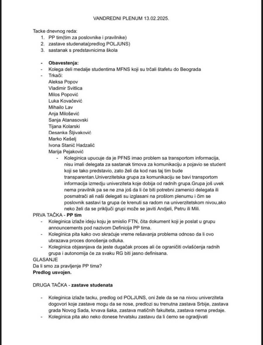 Zašto studentima u Novom Sadu smeta zastava "Nema predaje"? Plenum odlučio – nije dozvoljena na budućim skupovima