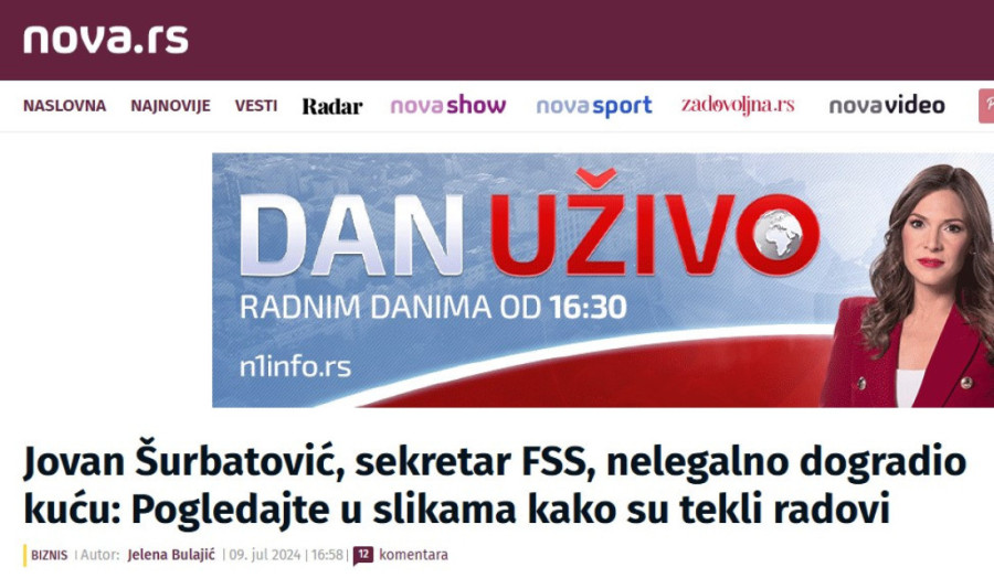 Kakav obrt tajkunskih medija: Nova optužila Šurbatovića da nelegalno zida vilu, a sad im je naprasno postao uzor!
